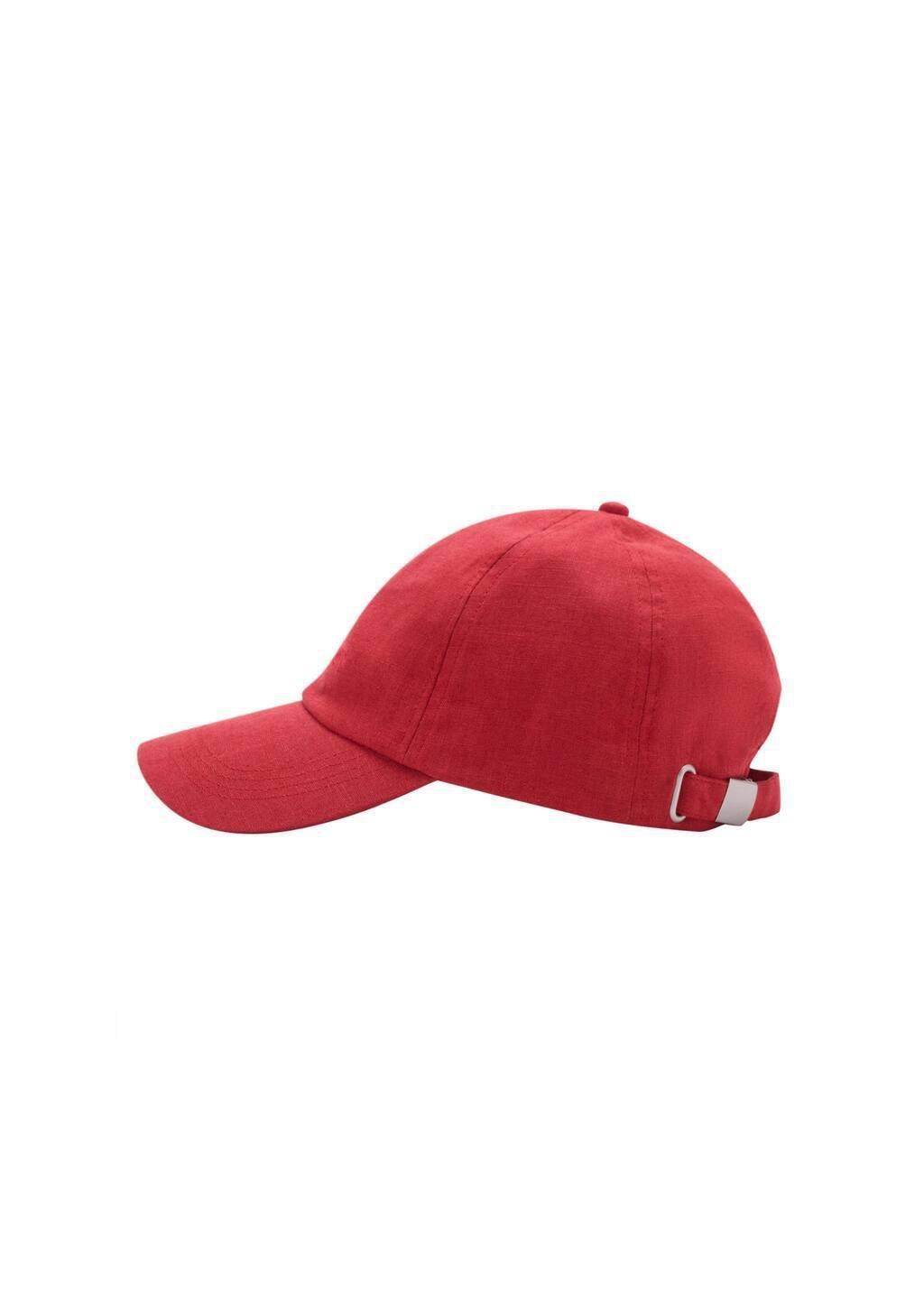 Red Linen-Blend Cap With Embroidered Message, Red, large image number 3