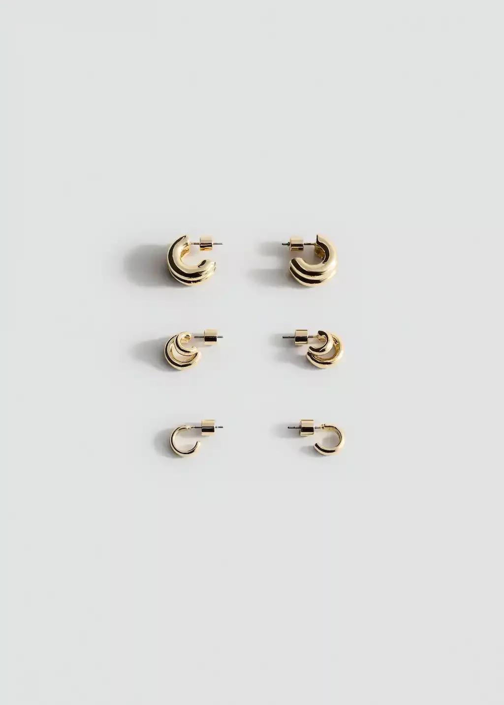 GOLD Set of combined hoop earrings, Gold, large image number 1