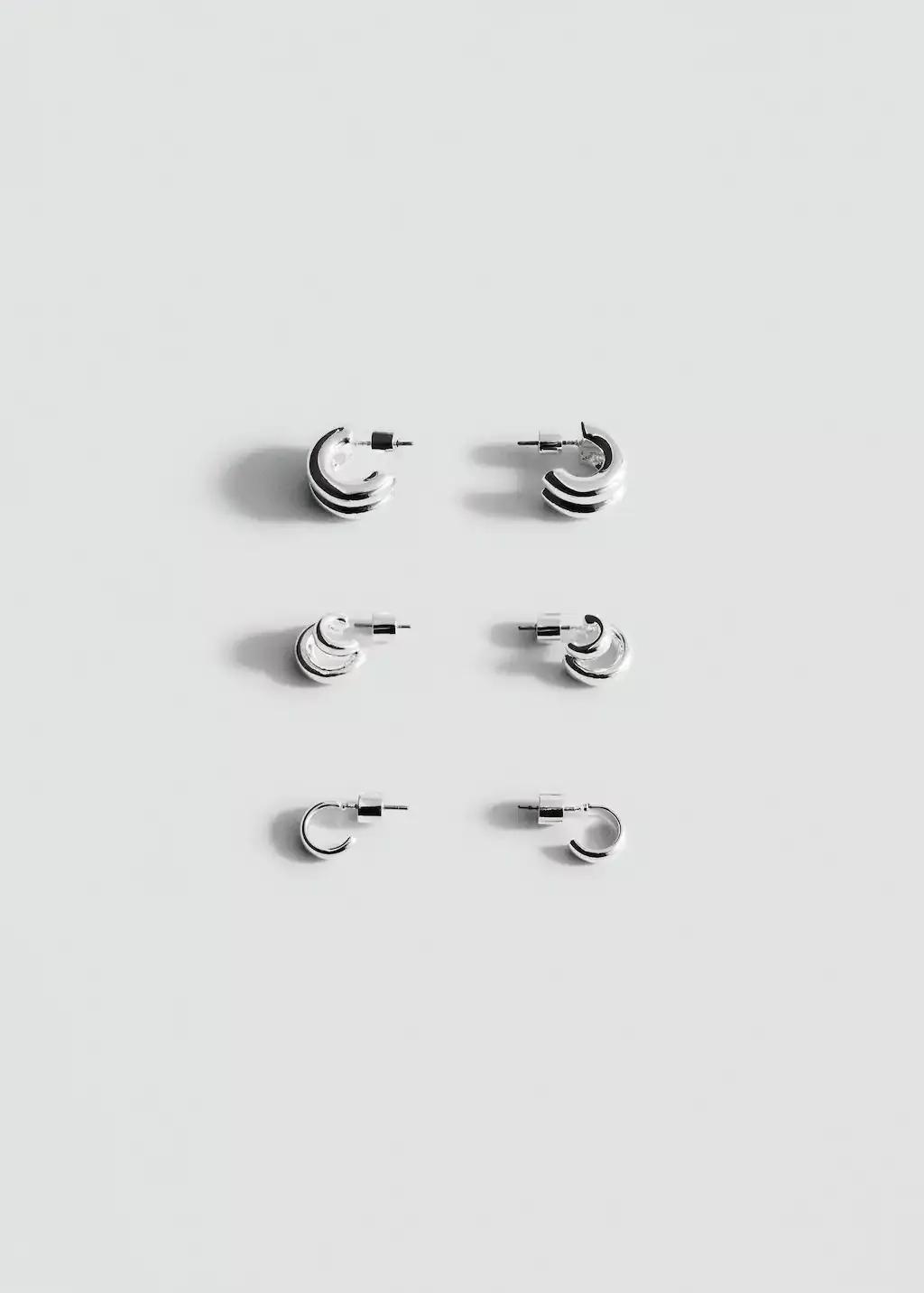 SILVER Set of combined hoop earrings, Silver, large image number 1