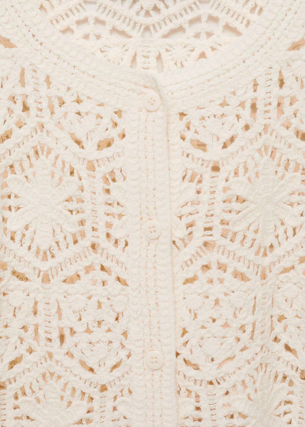Beige Crochet Knitted Cardigan, , large image number 2