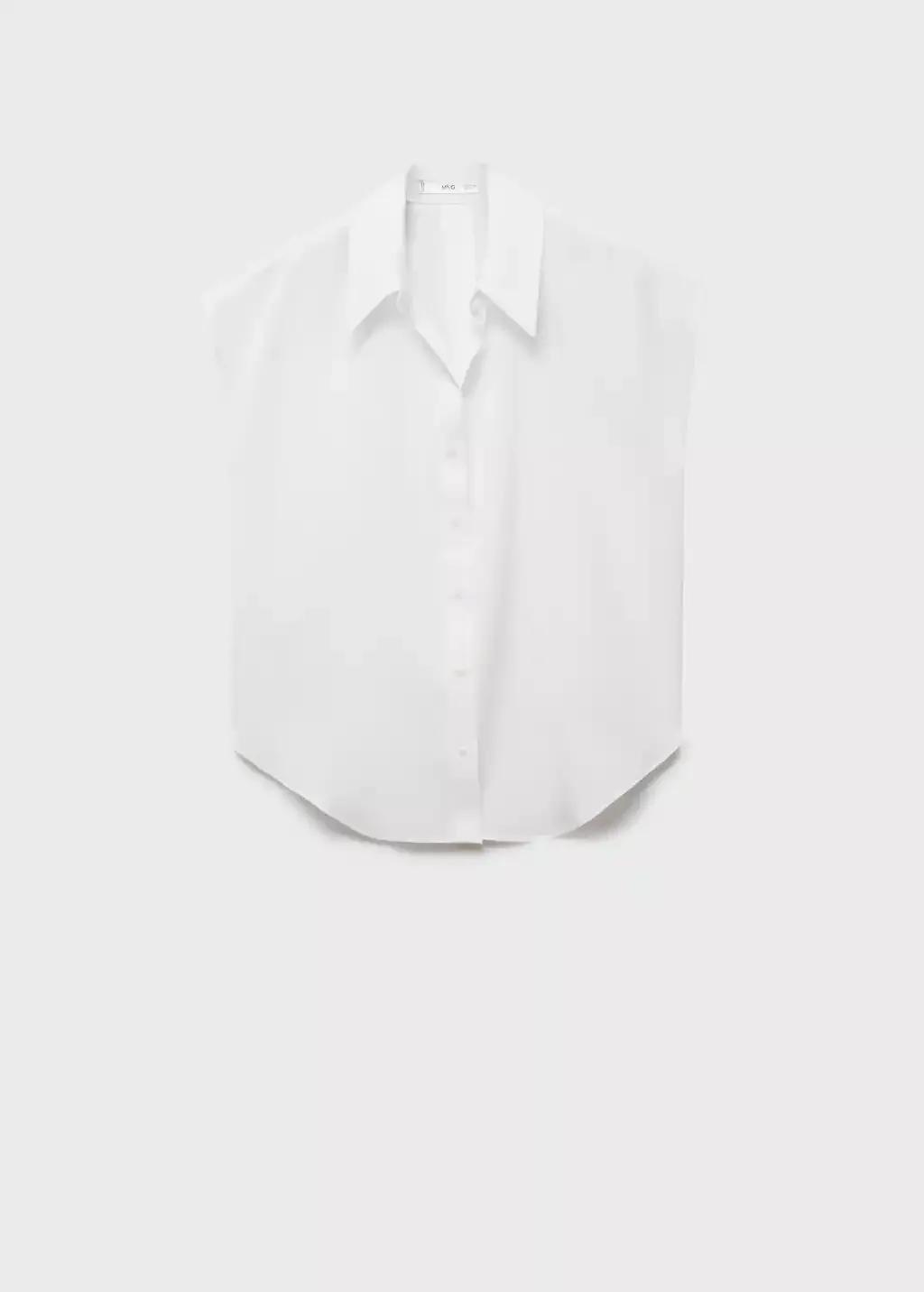 White Lyocell Sleeveless Shirt, , large image number 3