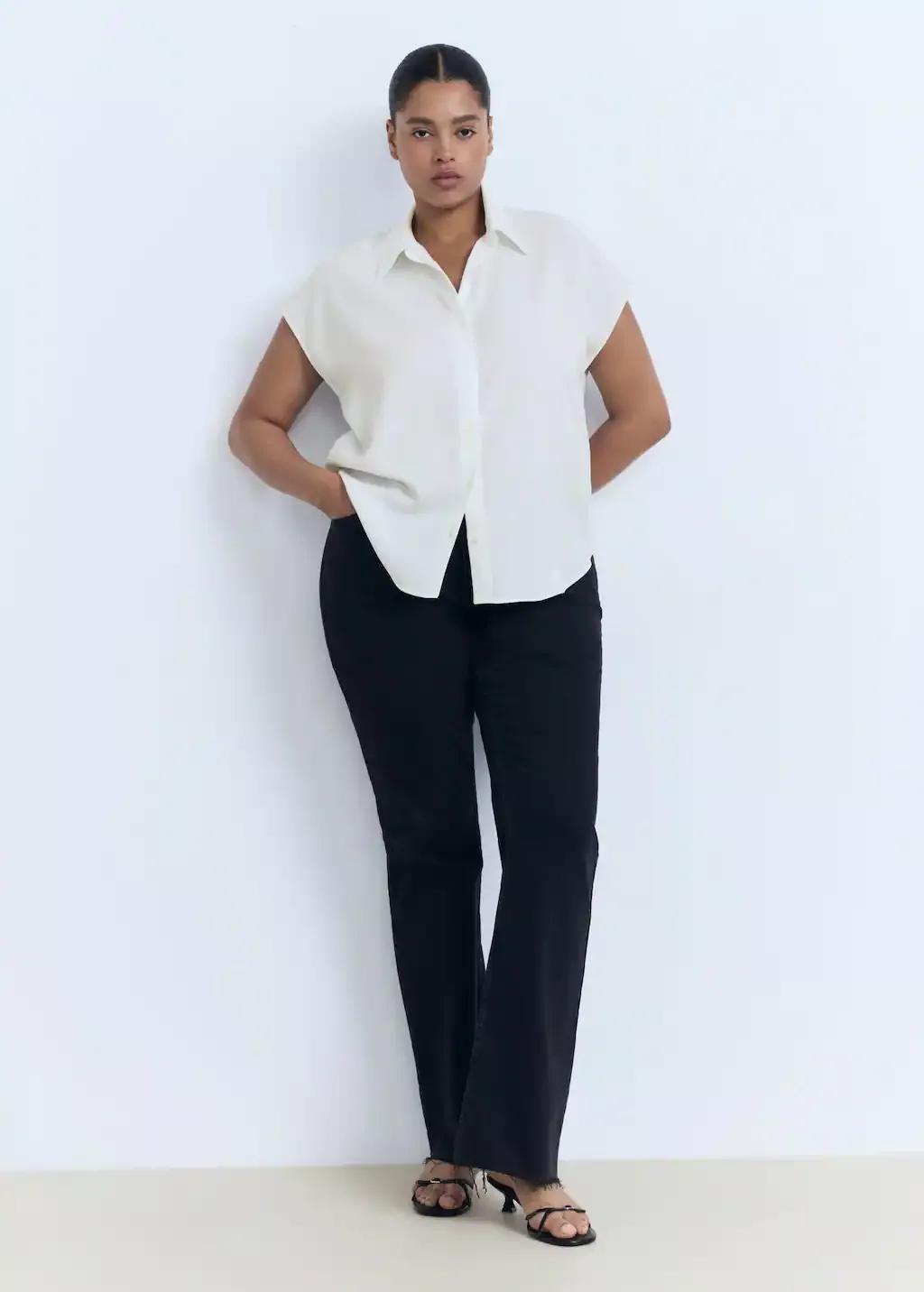 White Lyocell Sleeveless Shirt, , large image number 5