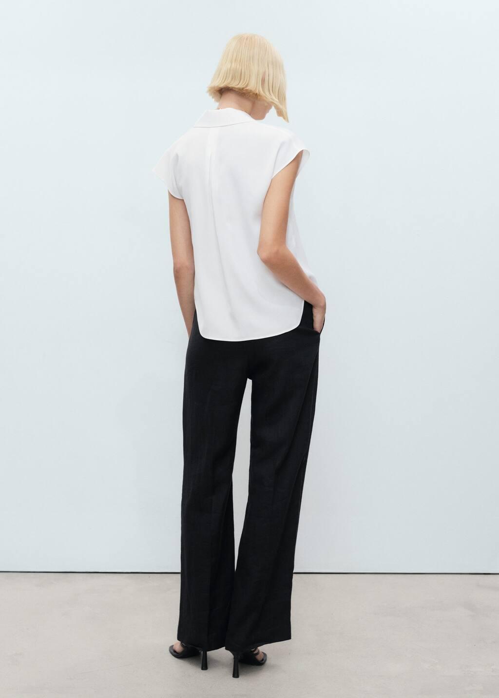 White Lyocell Sleeveless Shirt, , large image number 6