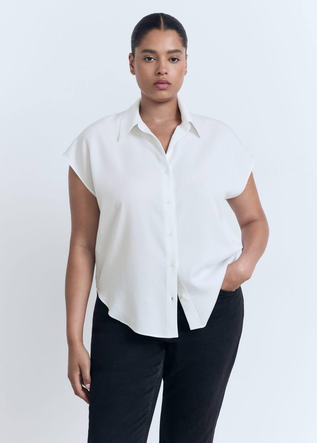 White Lyocell Sleeveless Shirt, , large image number 8