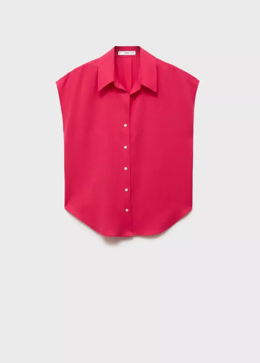 Red Lyocell Sleeveless Shirt, , large image number 3