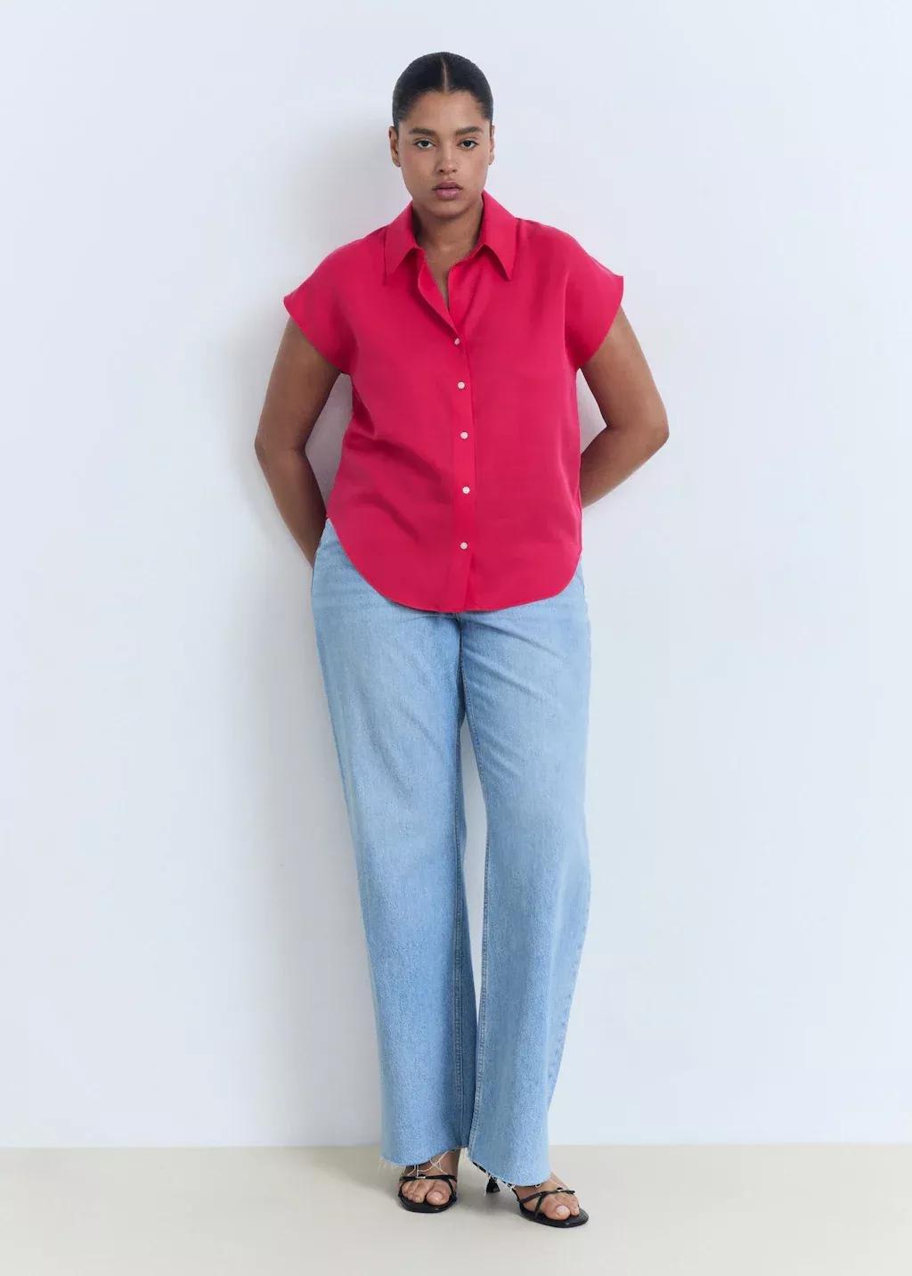 Red Lyocell Sleeveless Shirt, , large image number 5