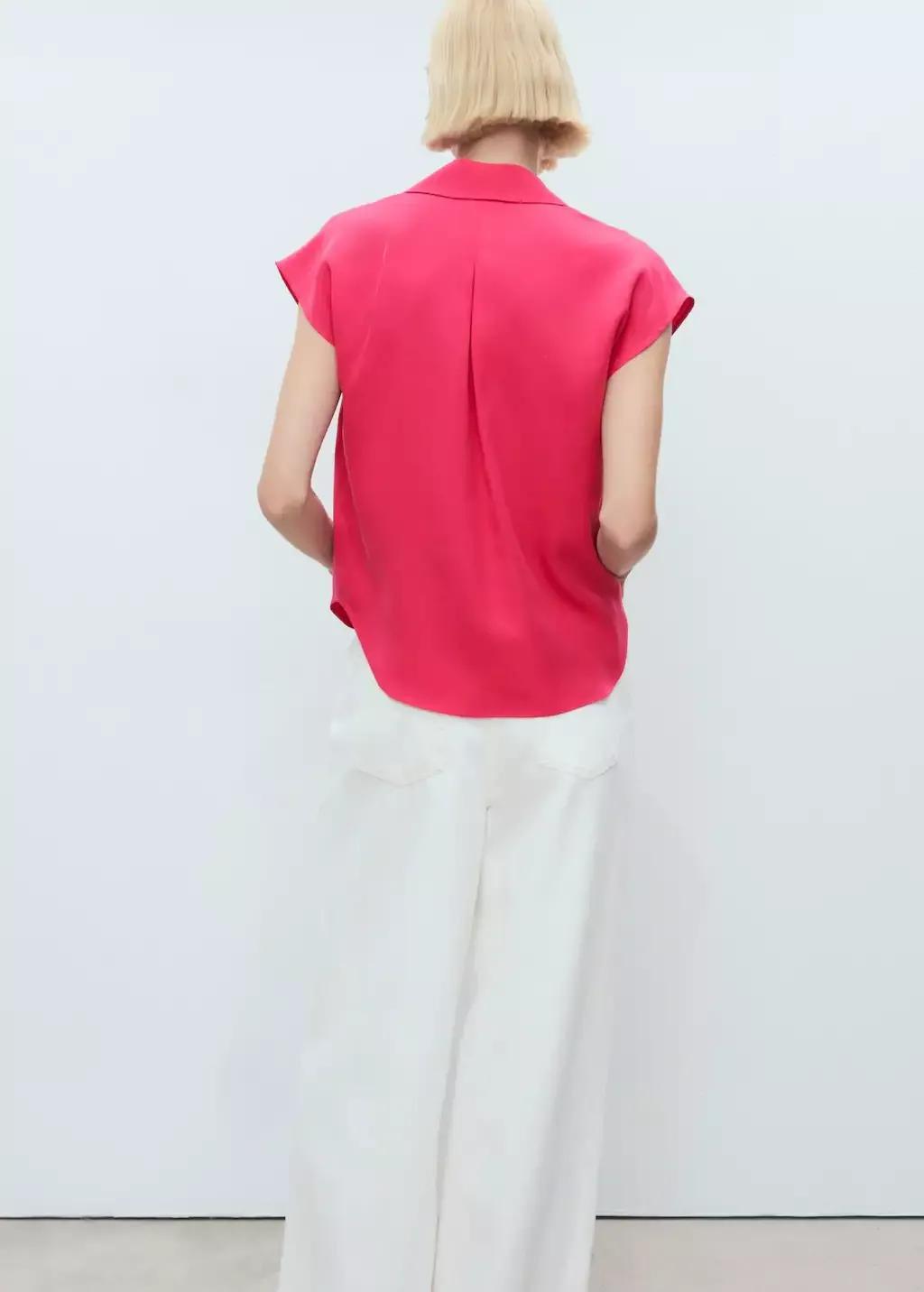 Red Lyocell Sleeveless Shirt, , large image number 6