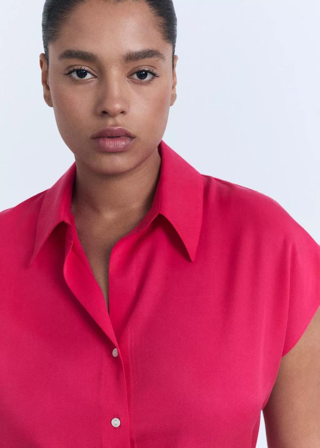 Red Lyocell Sleeveless Shirt, , large image number 7