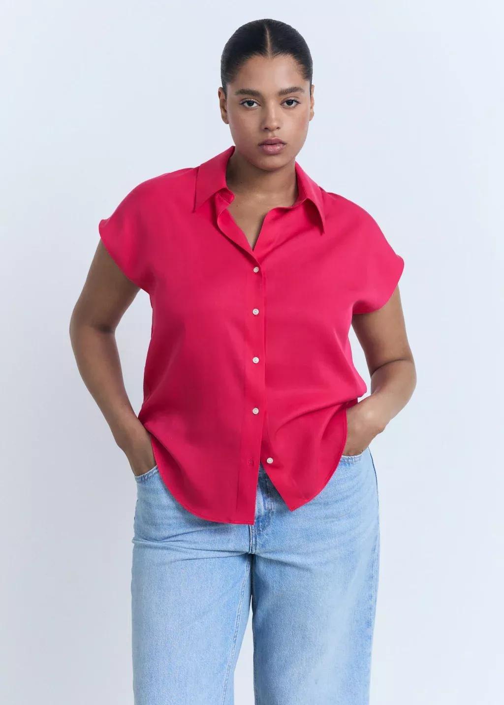 Red Lyocell Sleeveless Shirt, , large image number 8