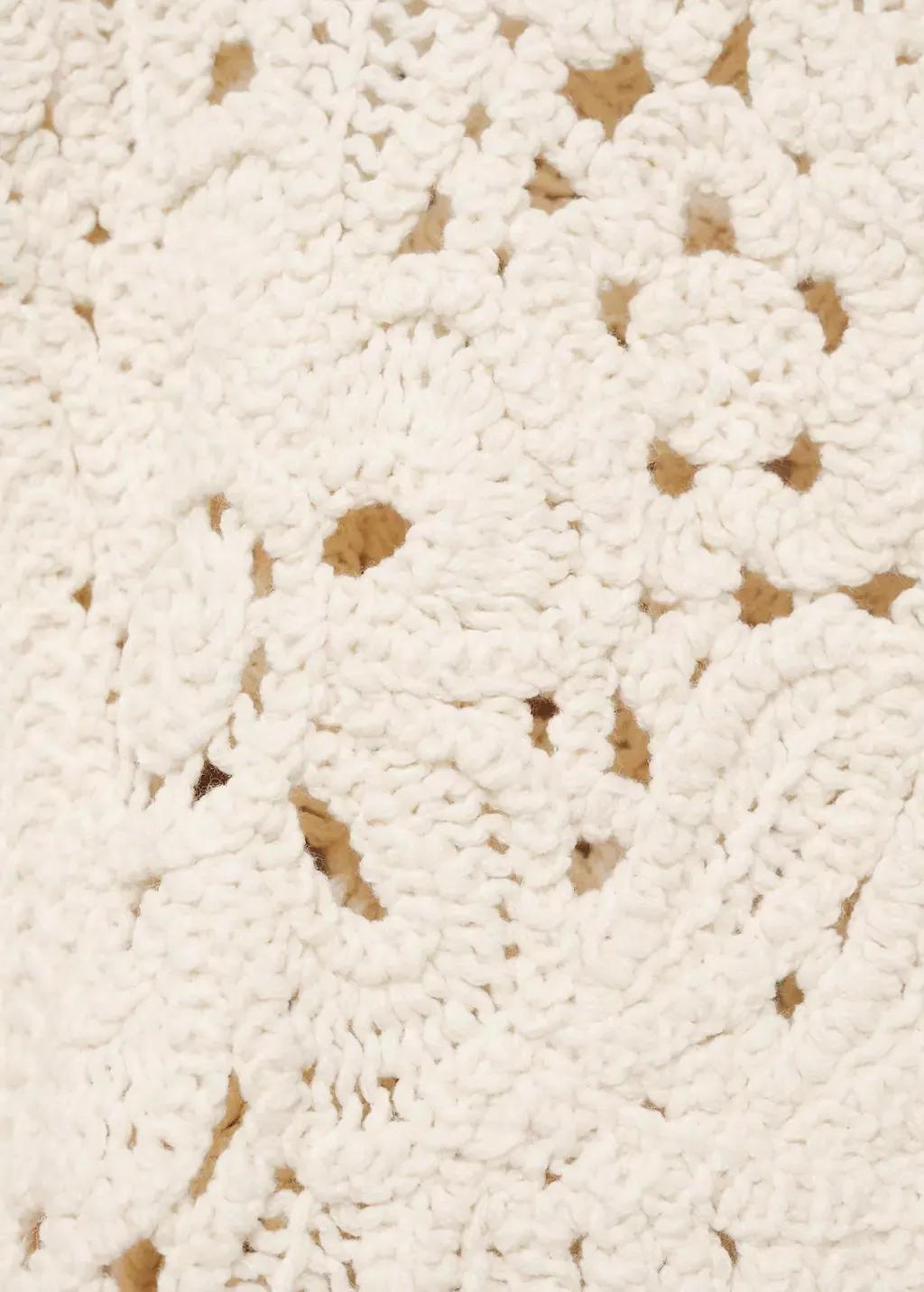 Beige Openwork Knitted Jacket, , large image number 4