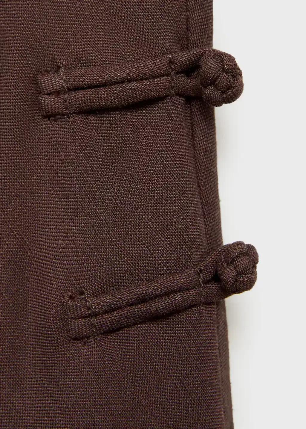 Brown Linen-Blend Straight Skirt, , large image number 4
