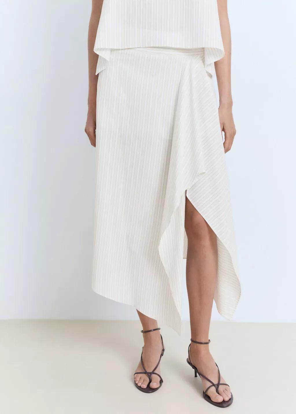 Green Linen-Blend Straight Skirt, , large image number 0
