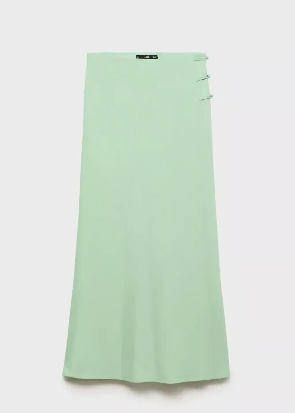 Green Linen-Blend Straight Skirt, , large image number 3