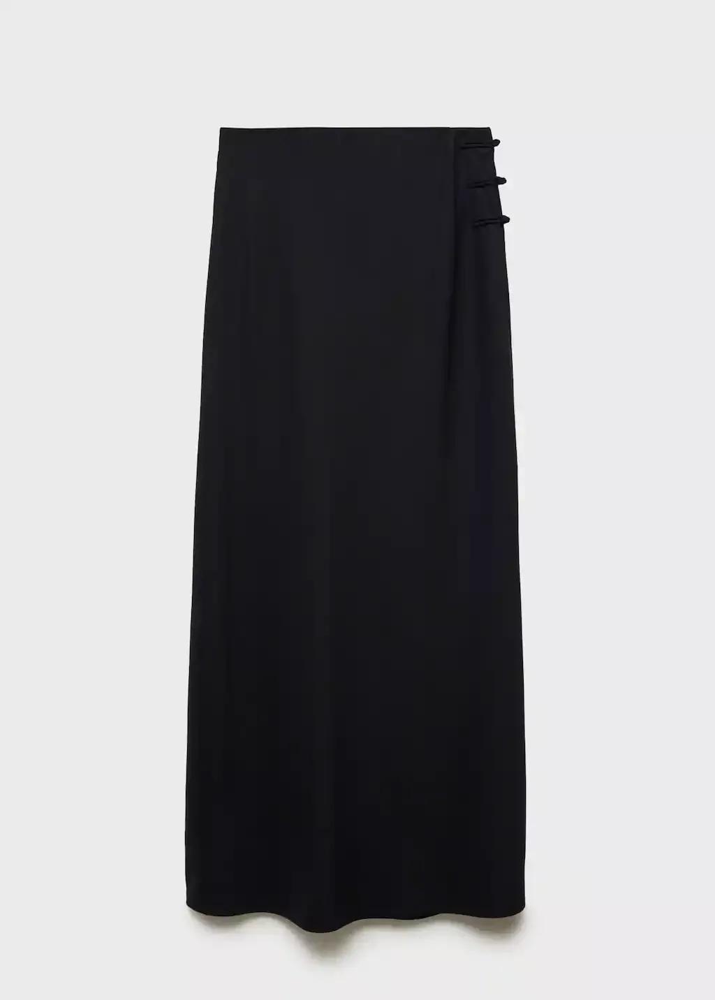 Black Linen-Blend Straight Skirt, , large image number 3