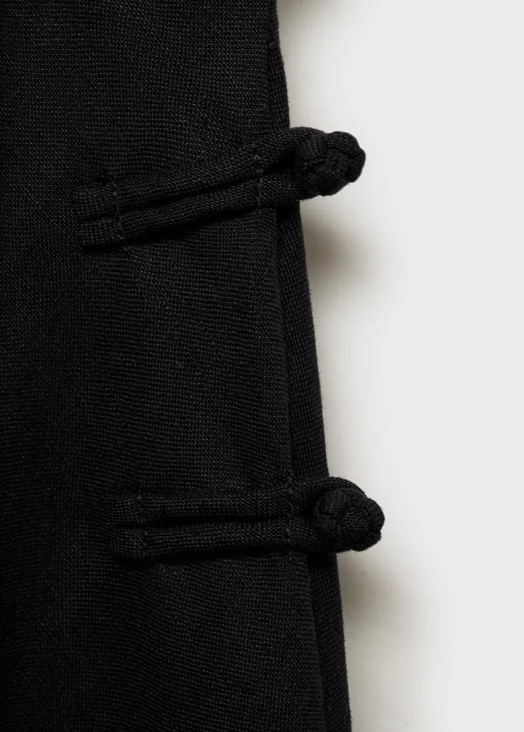 Black Linen-Blend Straight Skirt, , large image number 4