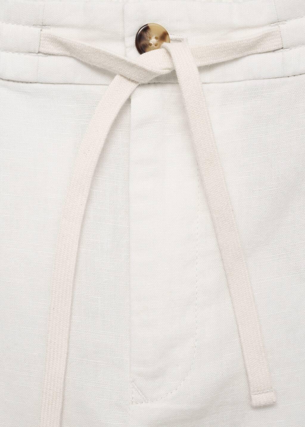 White Slim-Fit Trousers With Drawstring, , large image number 5