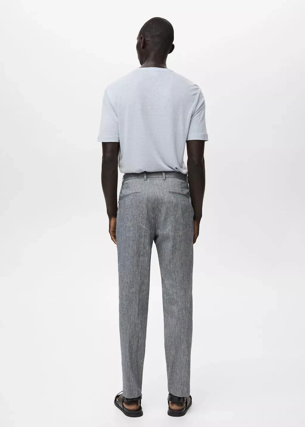 NAVY Slim fit linen trousers, Navy, large image number 6