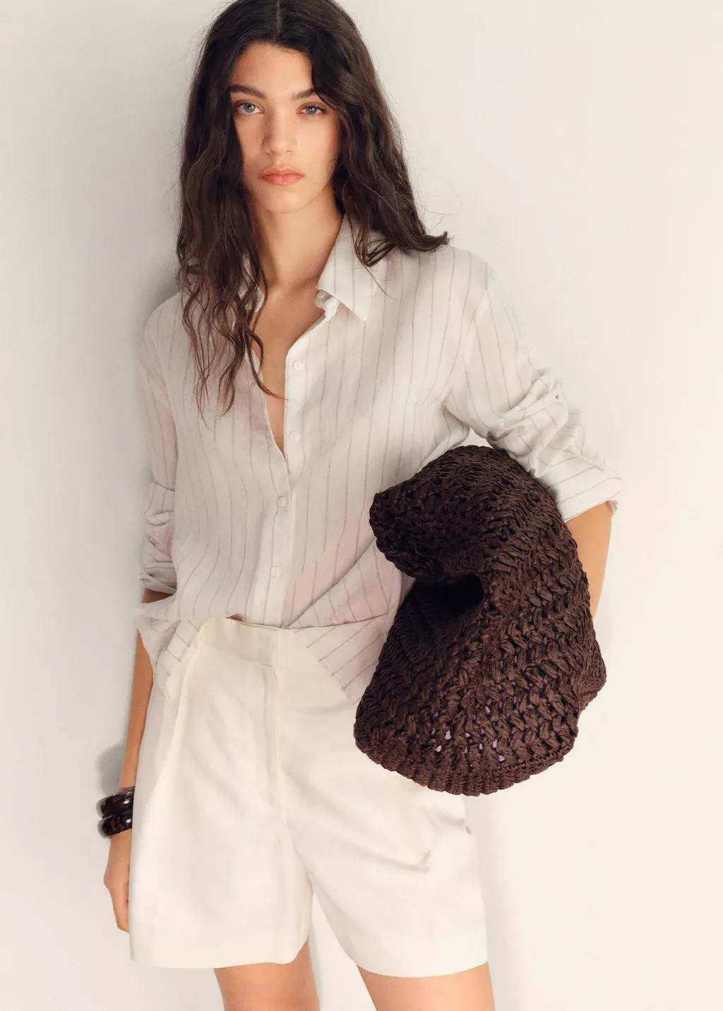 White Linen-Blend Suit Bermuda Shorts, , large image number 1