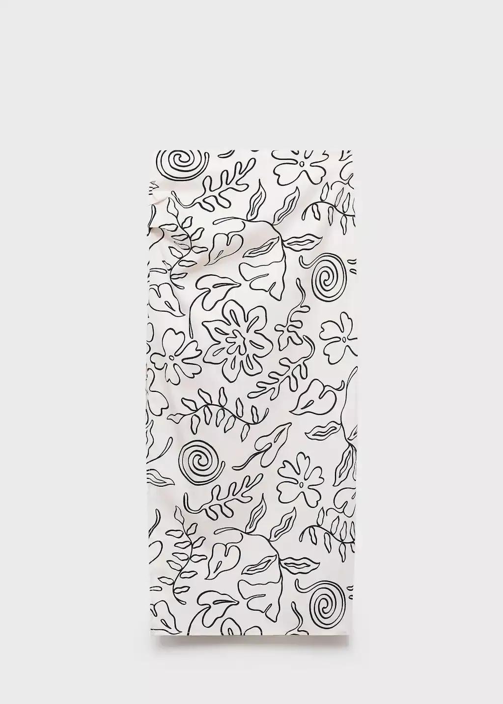 Cream Slit Printed Long Skirt, , large image number 3
