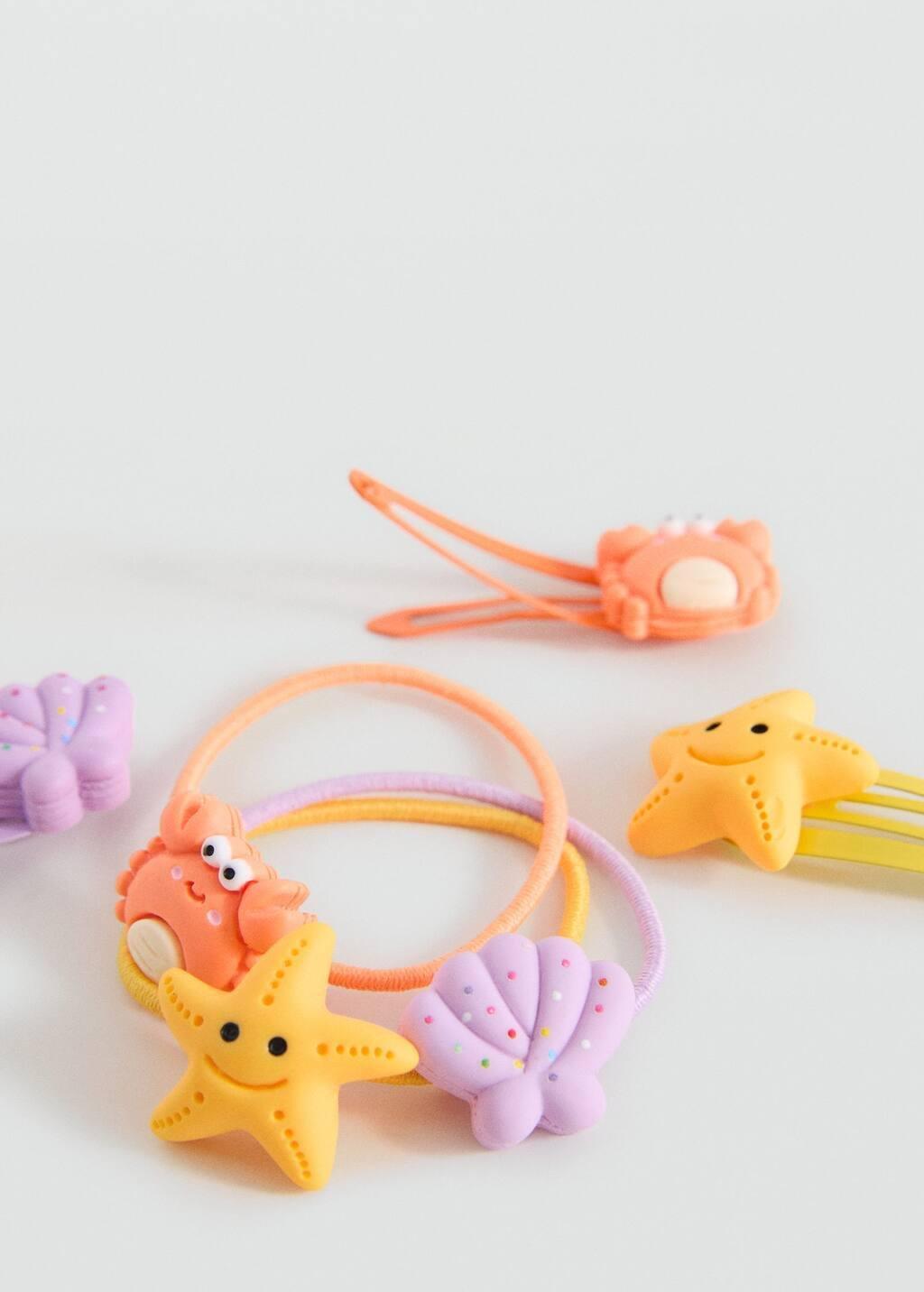 LT-PASTEL PURPLE Pack of rubber bands and clips, Kids Girl, Light-Pastel Purple, large image number 0
