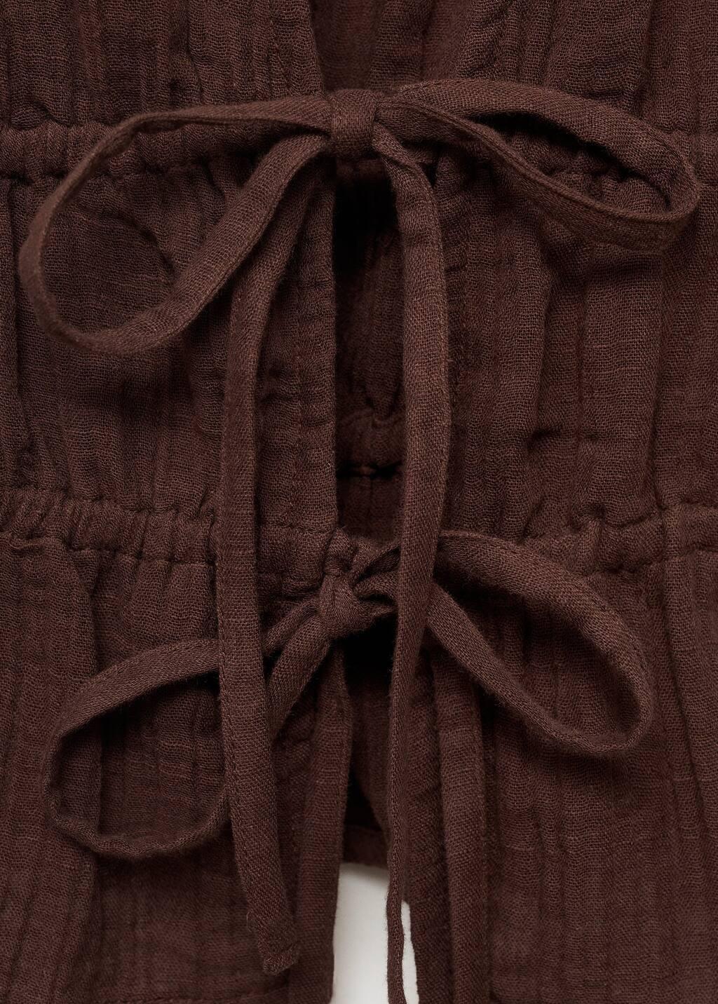 Brown Ruffled Top With Bows, , large image number 1