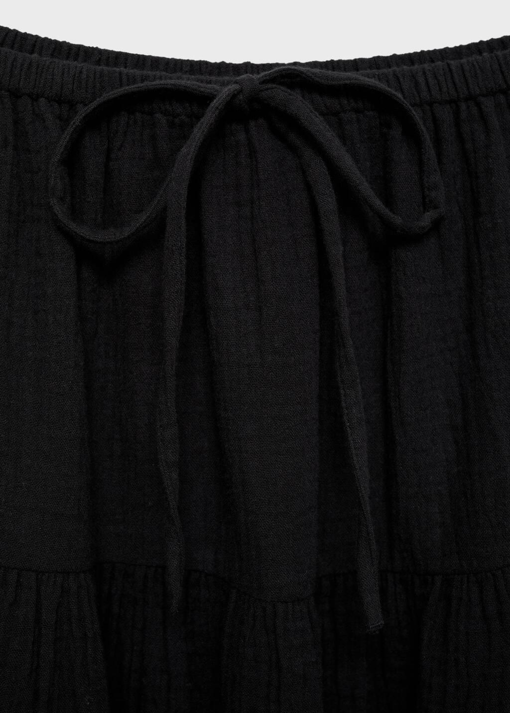 Black Cotton Drawstring Skirt, , large image number 5