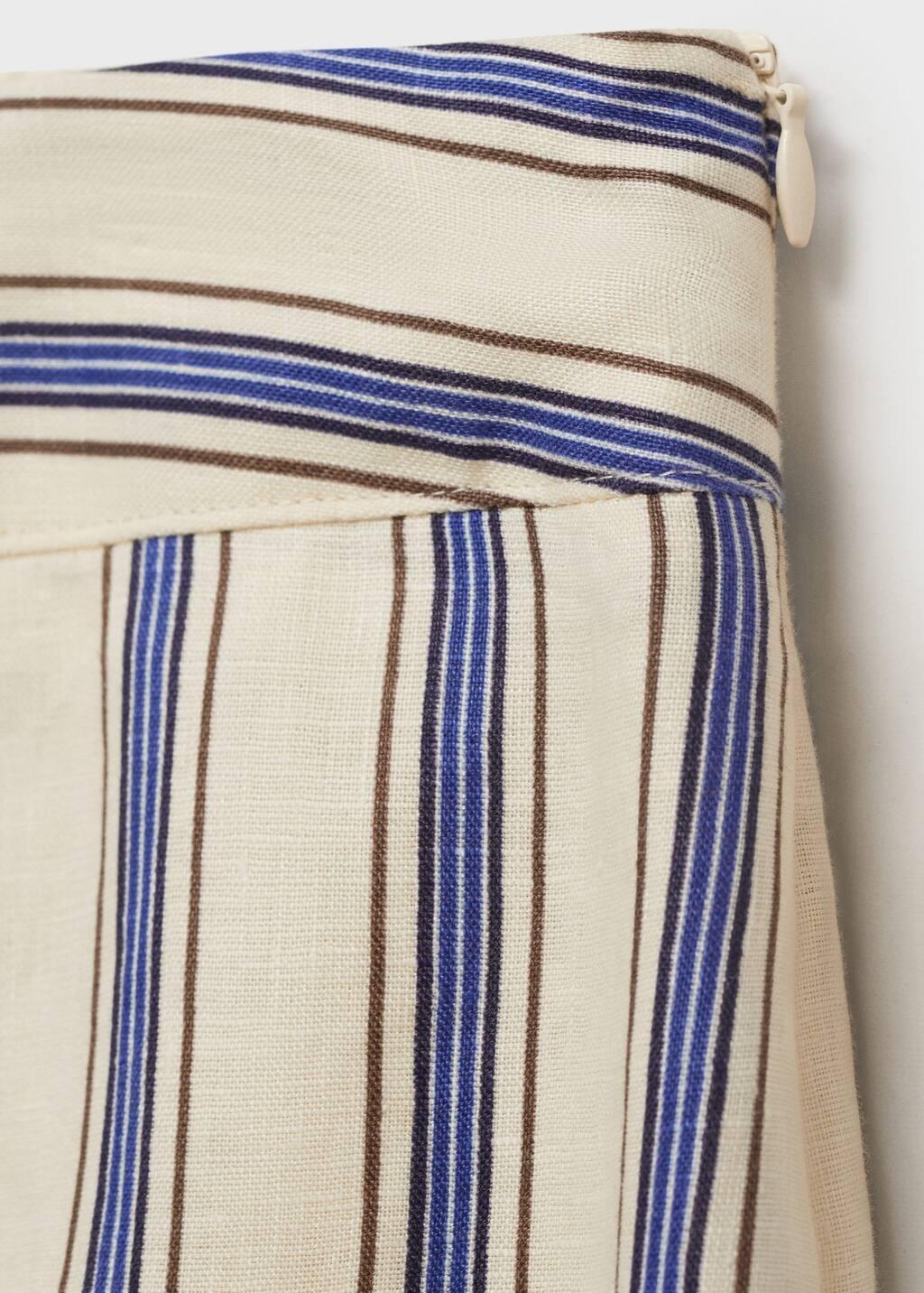 Cream Striped Linen Skirt, , large image number 4