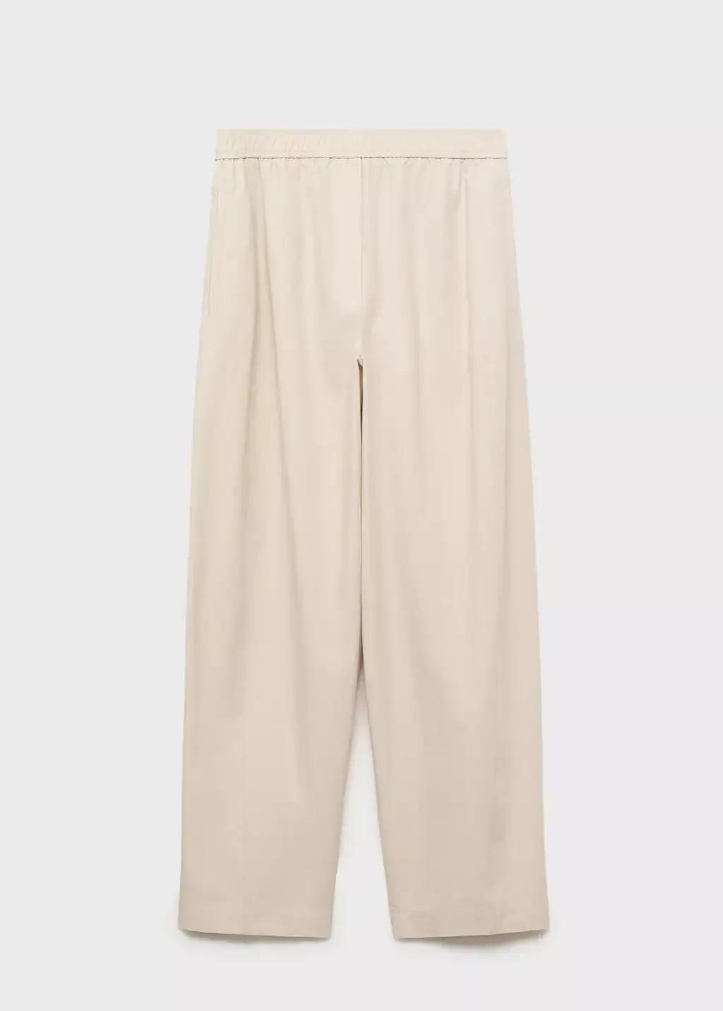 Beige Paper Bag Cotton Trouser, , large image number 3