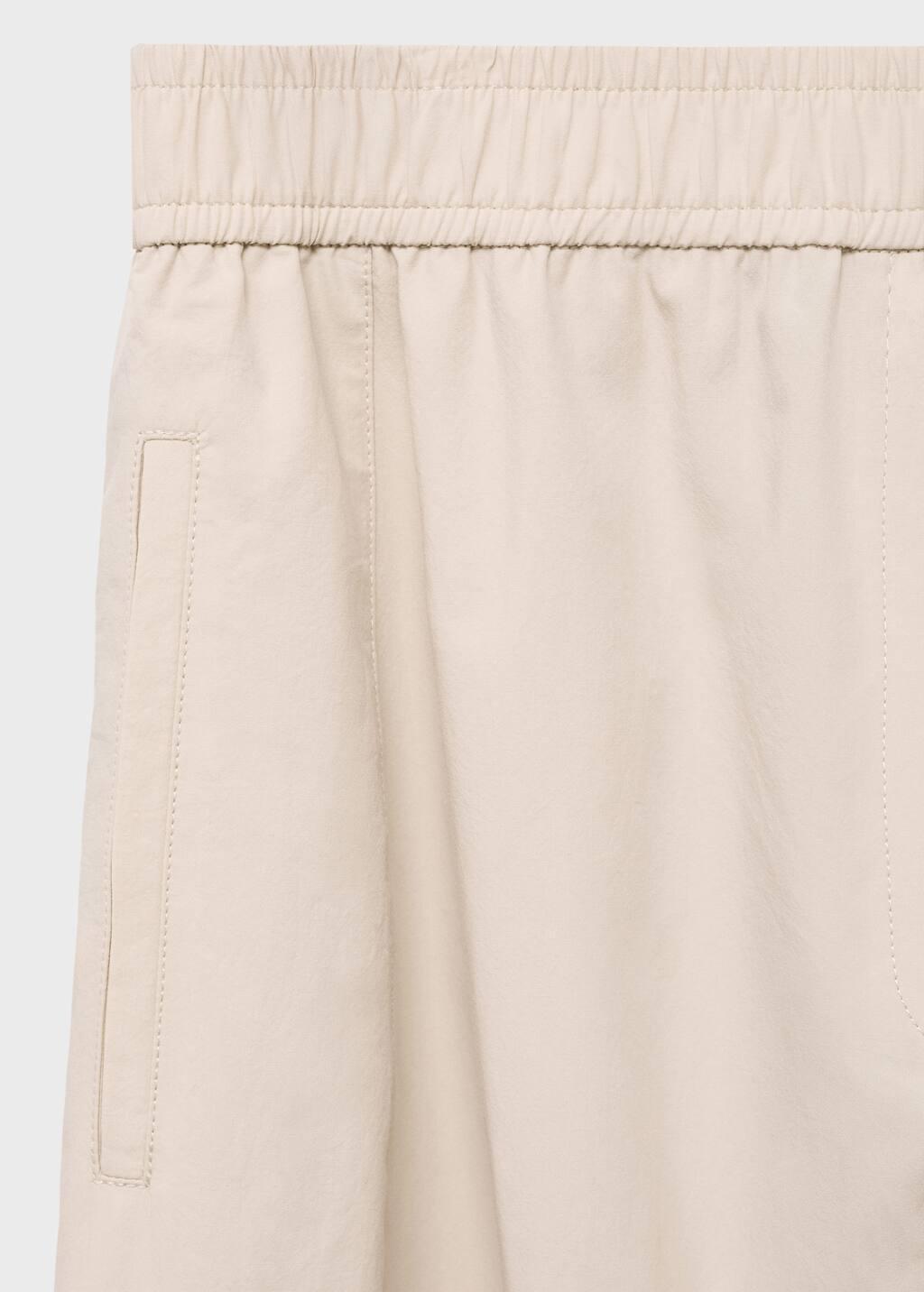 LIGHT BEIGE Cotton paperbag trousers, Light Beige, large image number 4