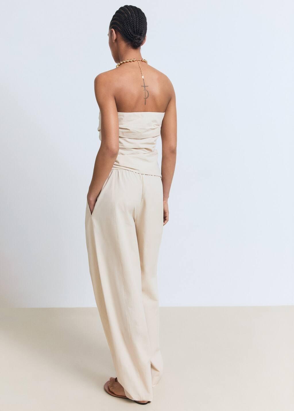 Beige Paper Bag Cotton Trouser, , large image number 5