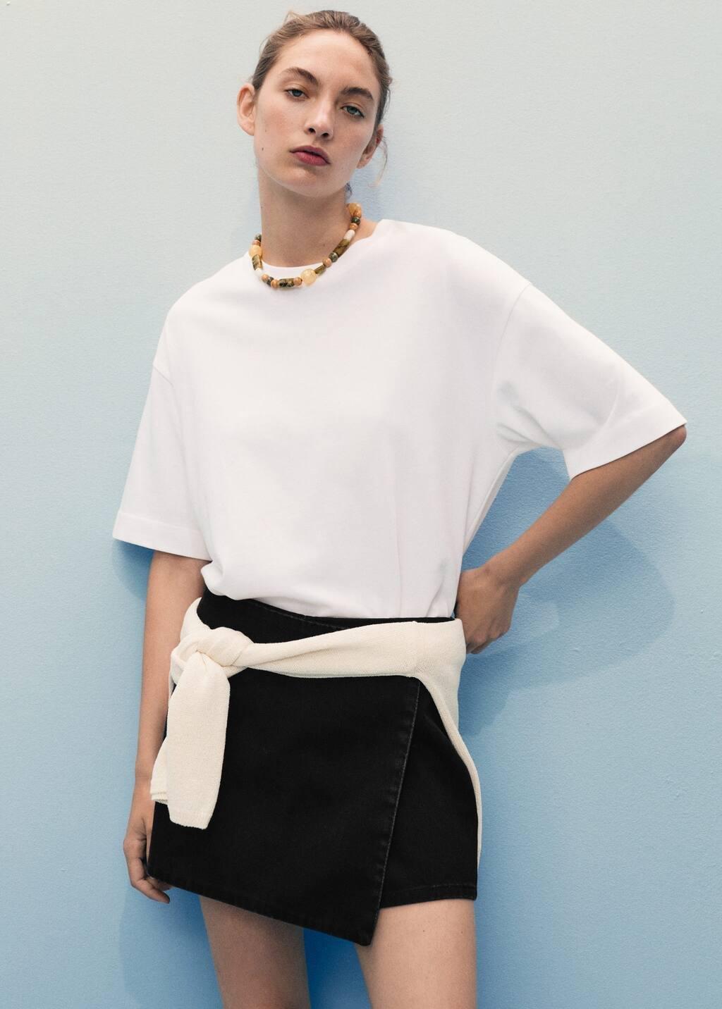 OPEN GREY Wrapped denim skort, Open Grey, large image number 1