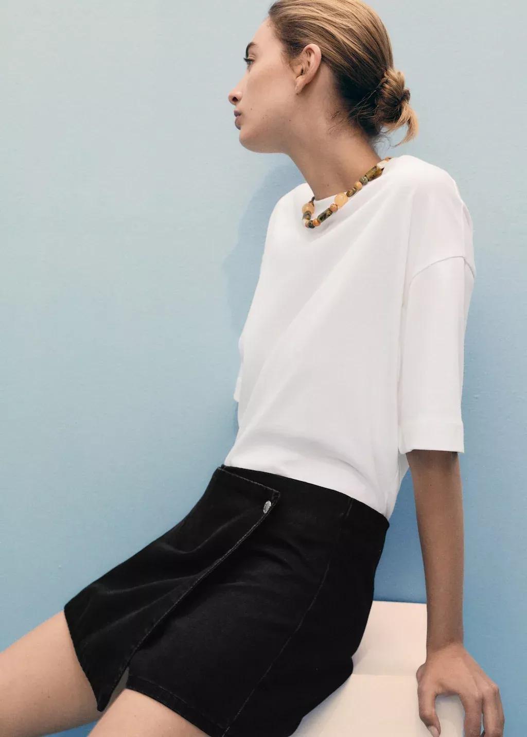 OPEN GREY Wrapped denim skort, Open Grey, large image number 2