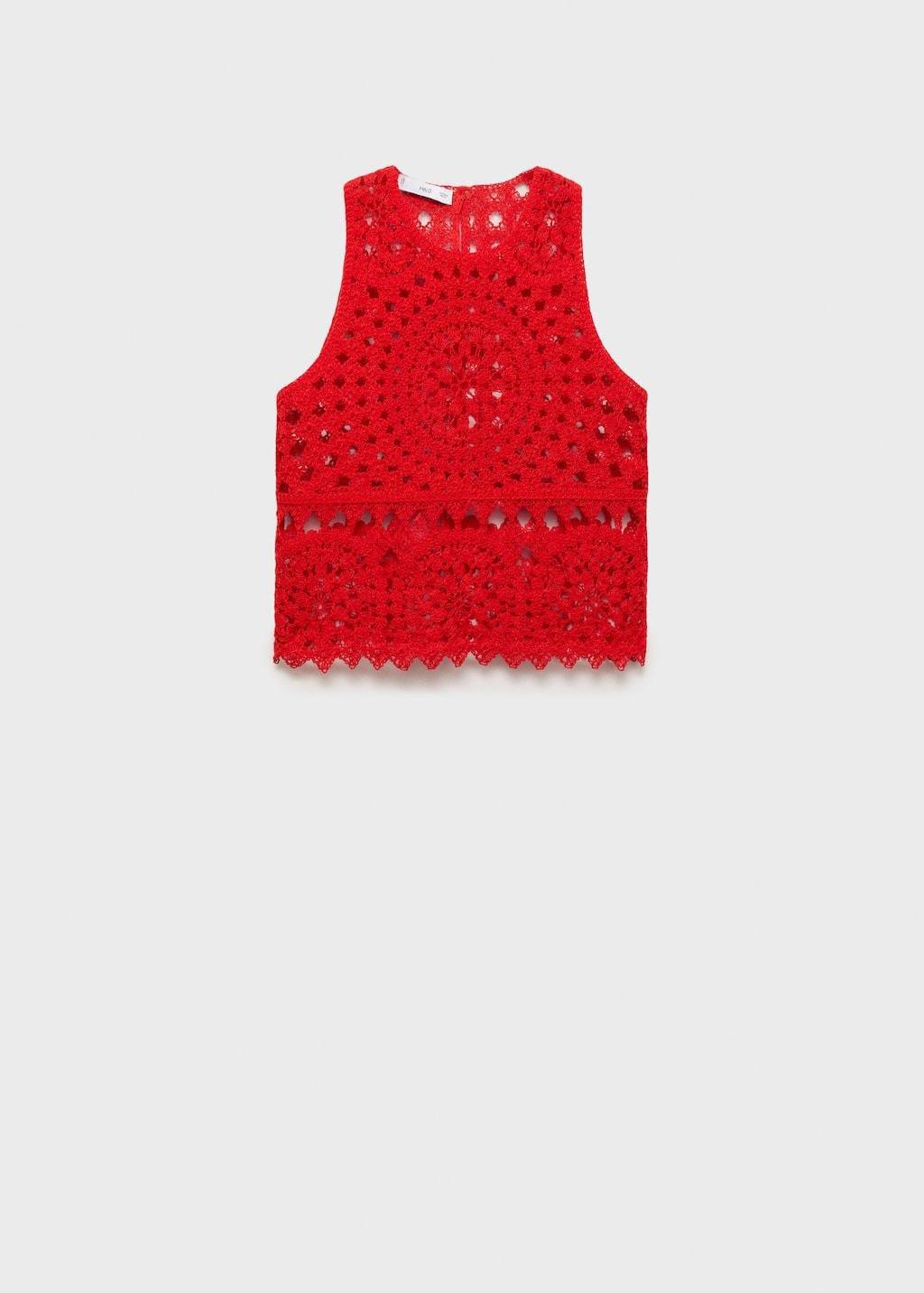 Red Crochet Knitted Top, , large image number 3