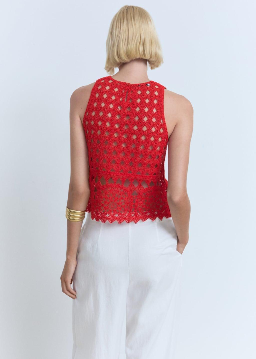 Red Crochet Knitted Top, , large image number 5