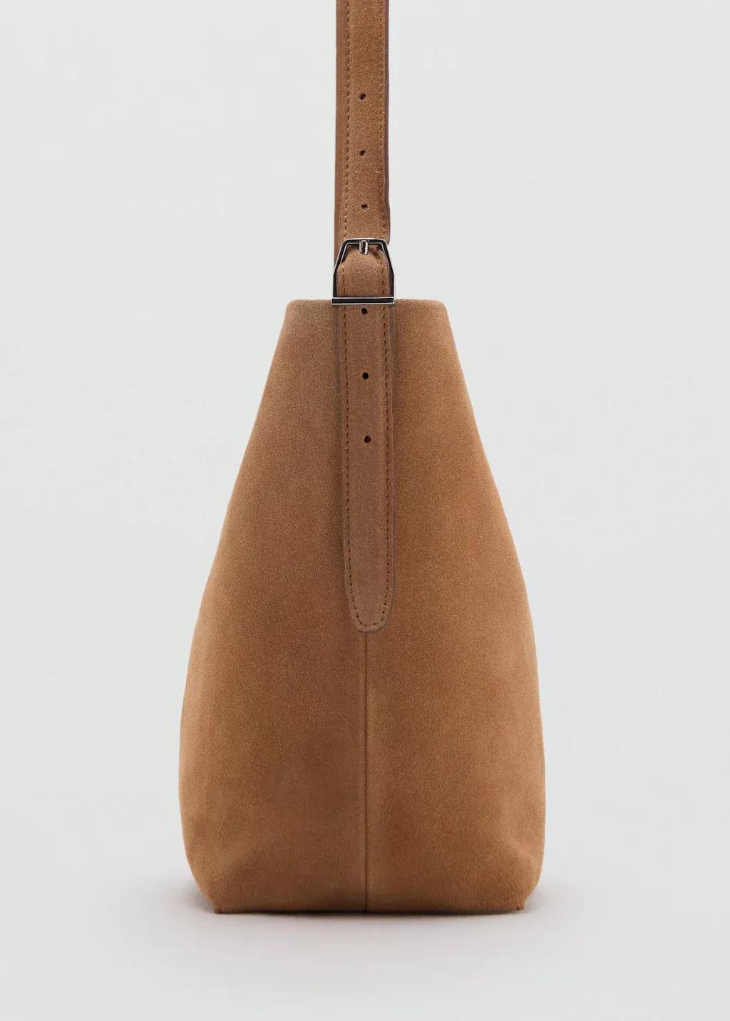 MEDIUM BROWN Leather bucket bag, Medium Brown, medium