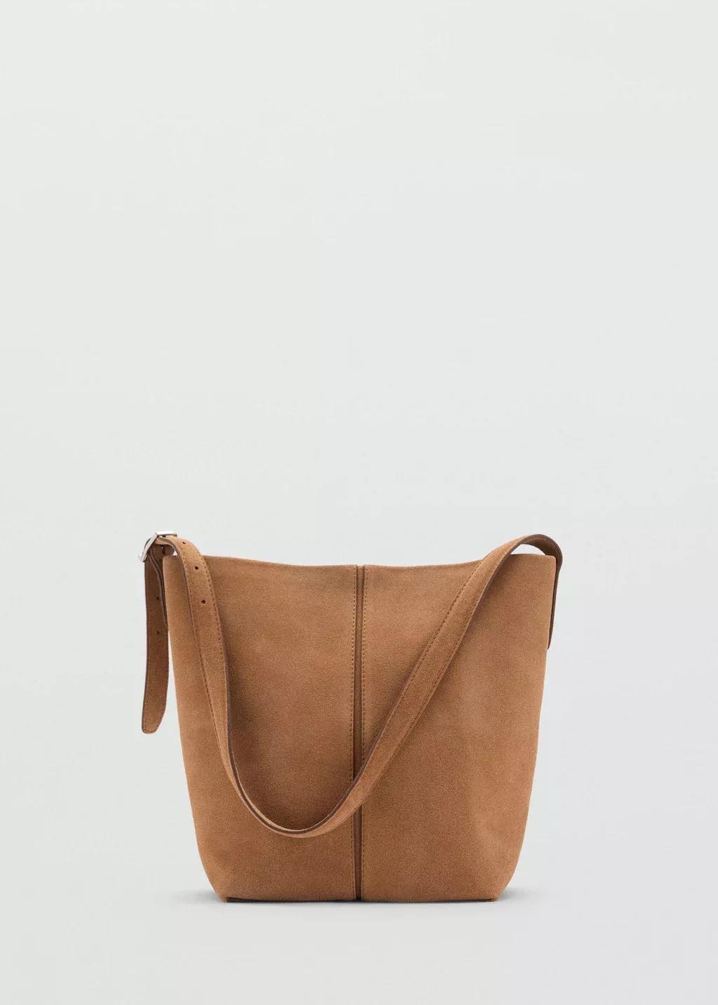 Brown Leather Bucket Bag, Medium Brown, large image number 3