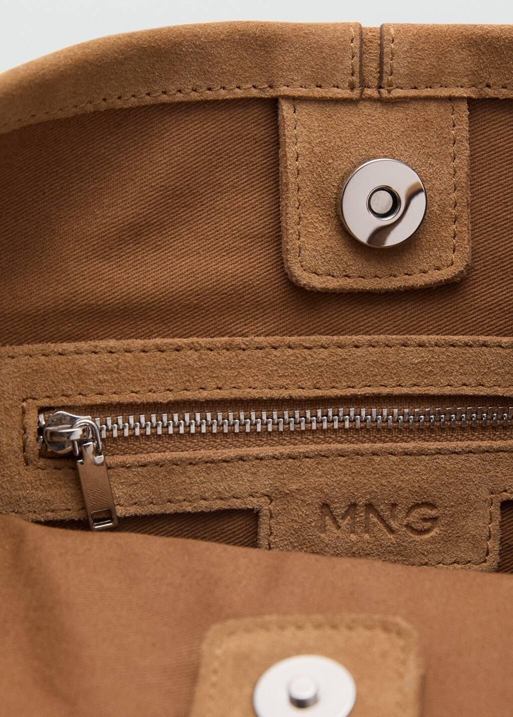 Brown Leather Bucket Bag, Medium Brown, large image number 4