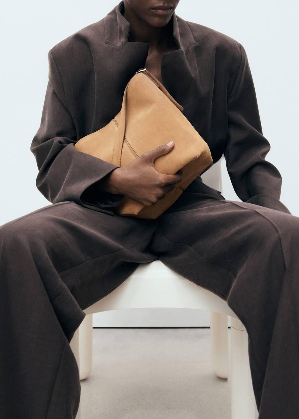 Brown Leather Bucket Bag, Medium Brown, large image number 6