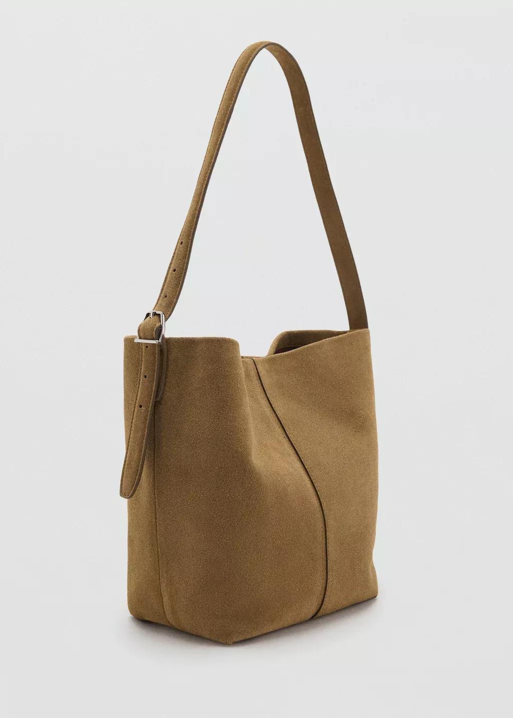 MEDIUM BROWN Leather bucket bag, Medium Brown, medium