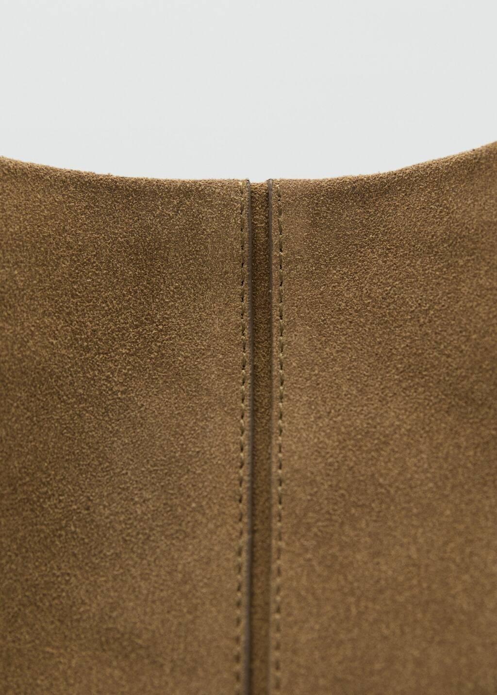 MEDIUM BROWN Leather bucket bag, Medium Brown, large image number 1