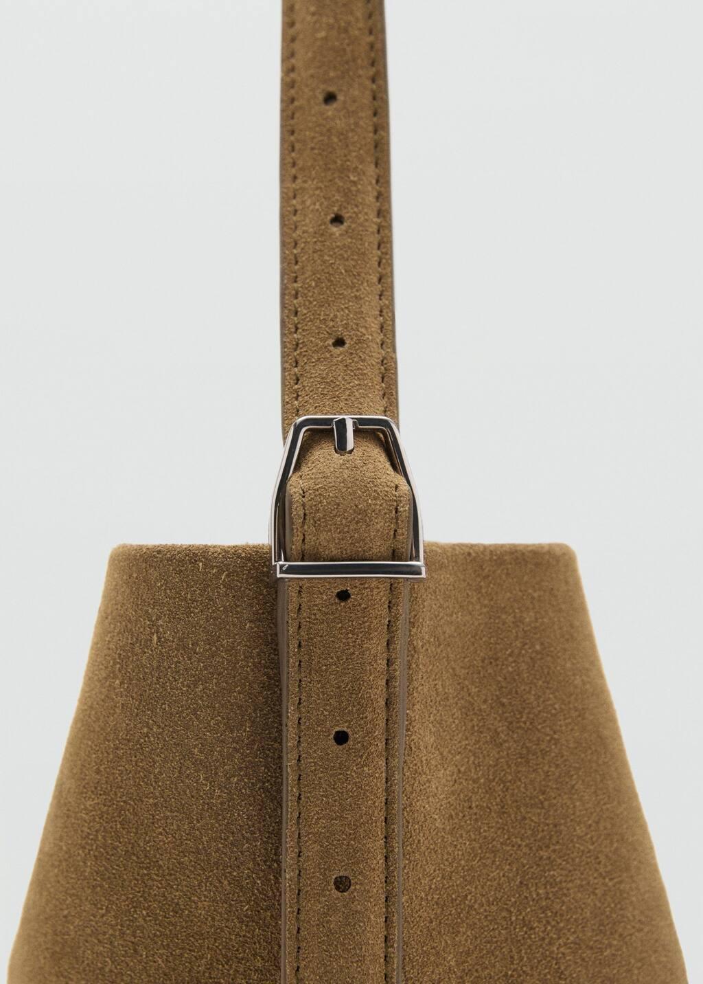 MEDIUM BROWN Leather bucket bag, Medium Brown, large image number 3