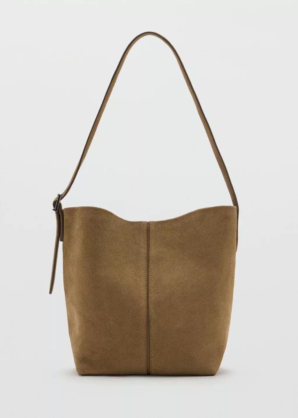 MEDIUM BROWN Leather bucket bag, Medium Brown, large image number 4