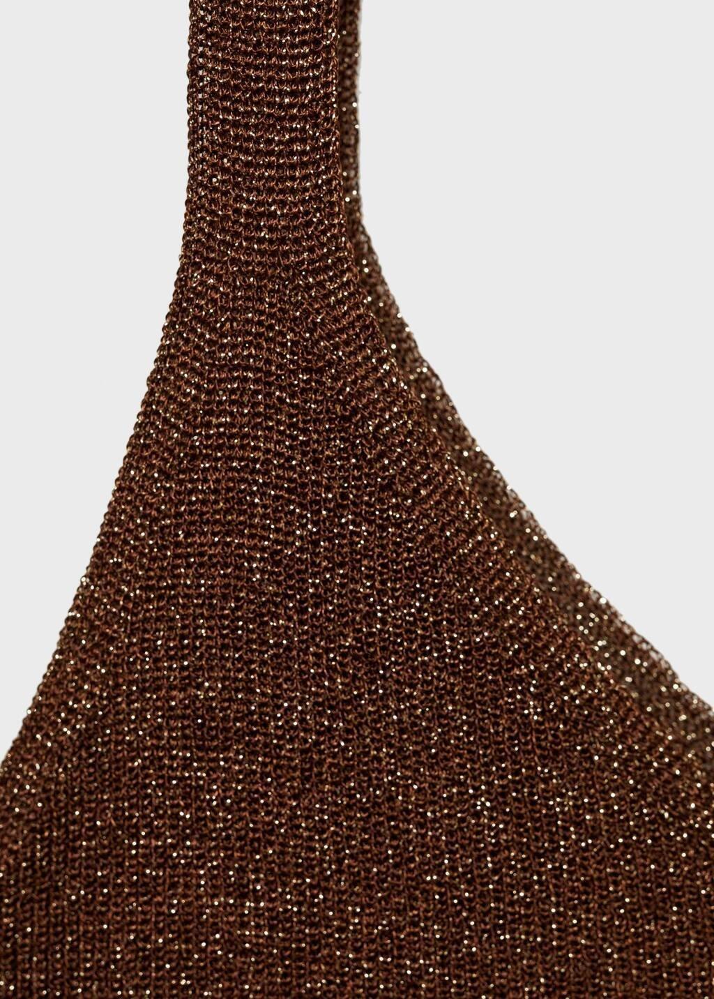 BROWN Lurex knitted V-neck top, , large image number 2