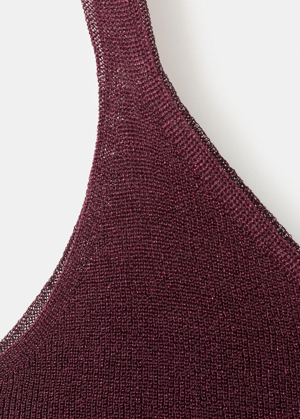 Red Lurex Knitted V-Neck Top, 0201_77, large image number 5