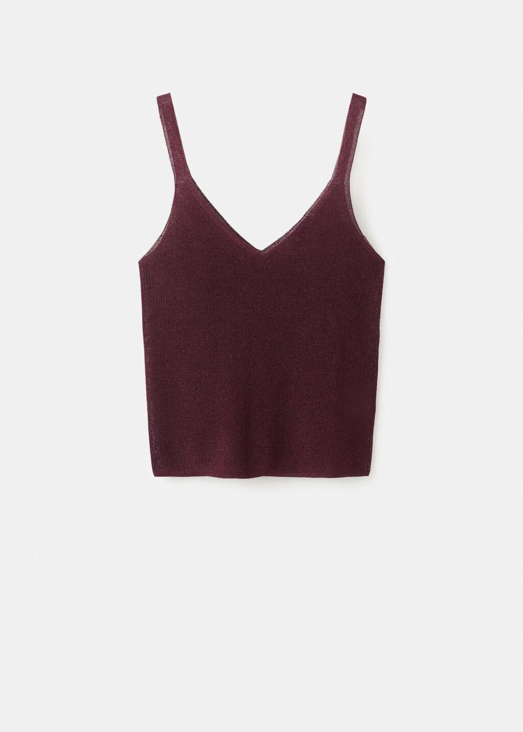 Red Lurex Knitted V-Neck Top, 0201_77, large image number 7