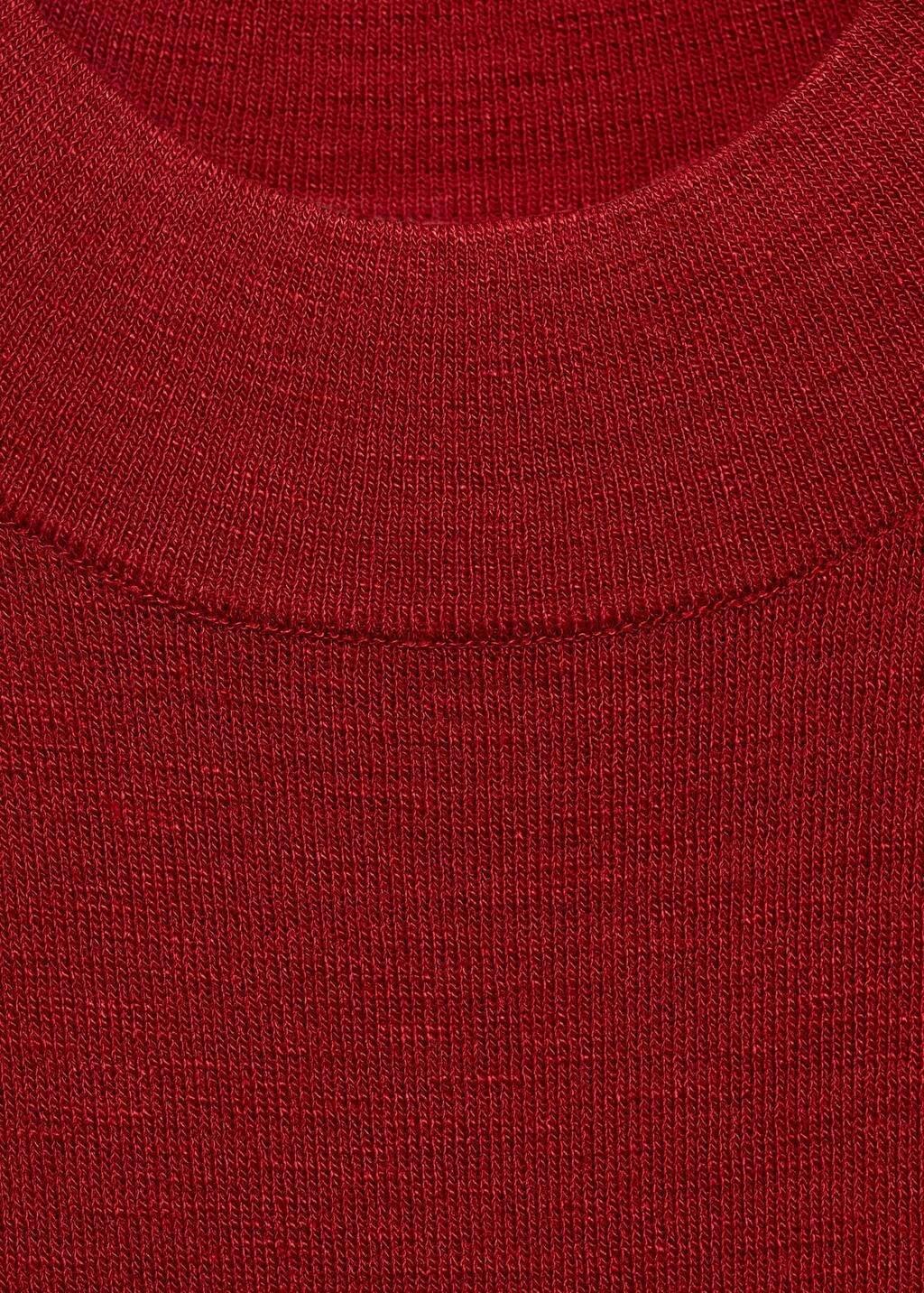 Red Fine-Knit Flared Dress, Red, large image number 5