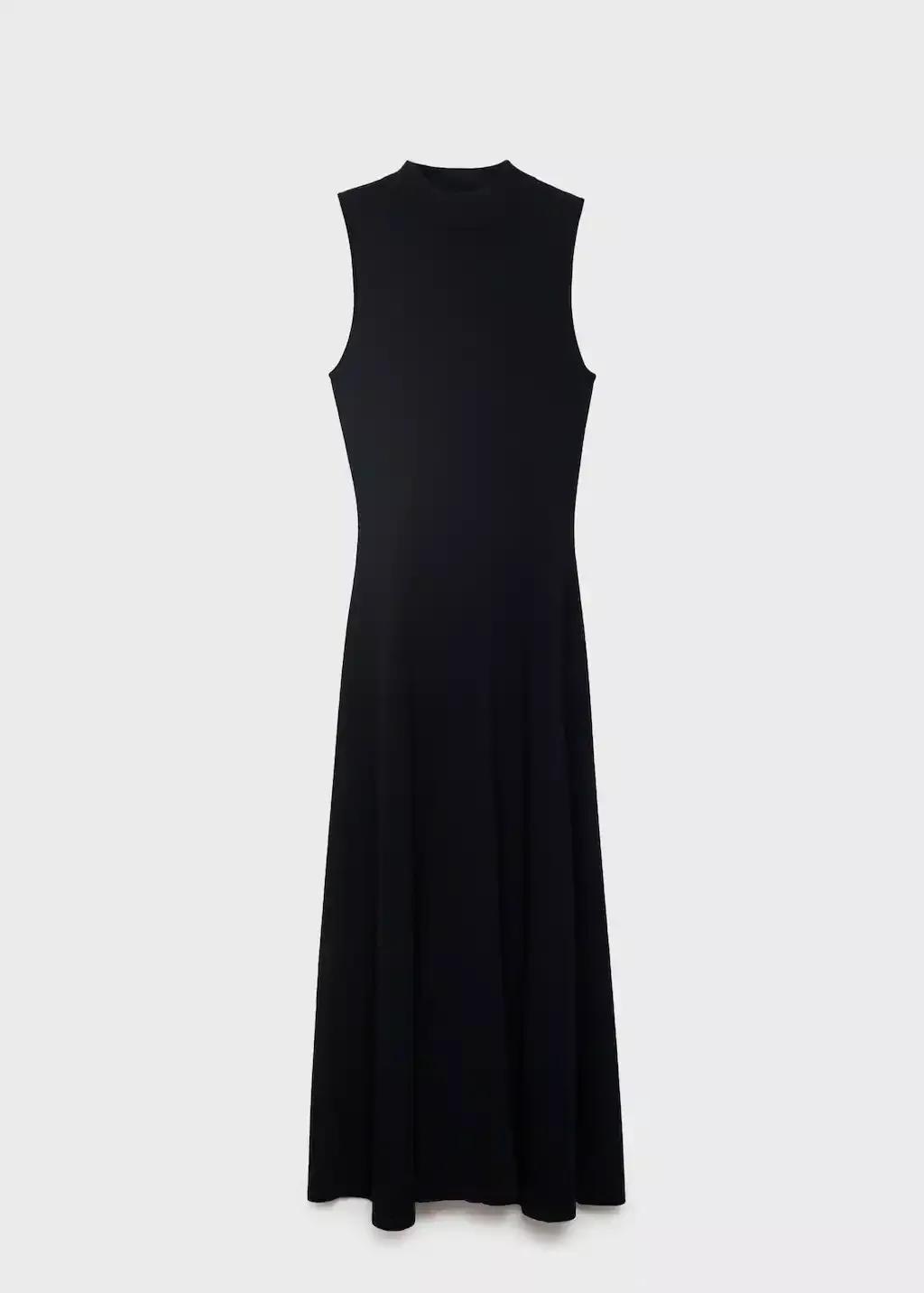 Black Fine-Knit Flared Dress, , large image number 3