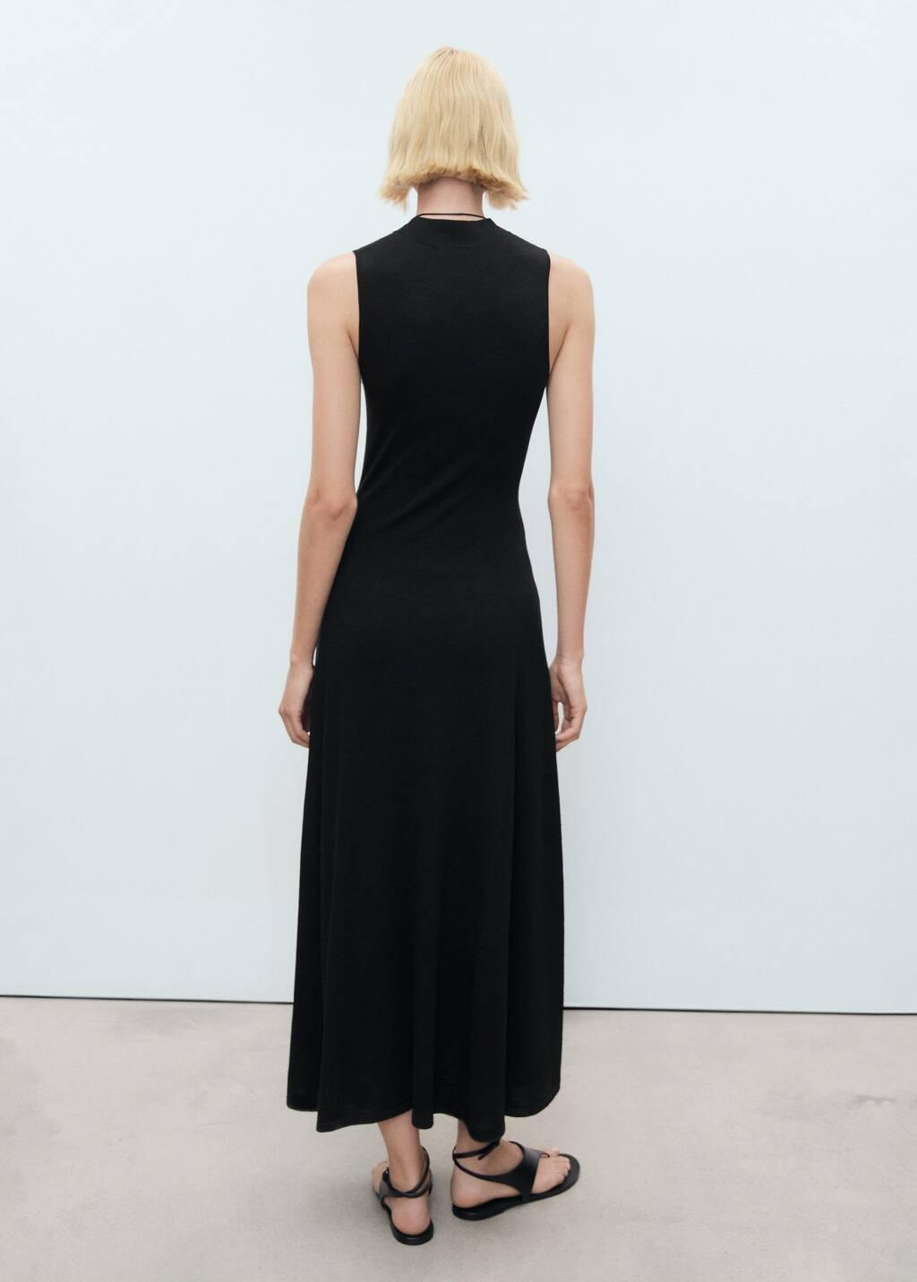 Black Fine-Knit Flared Dress, , large image number 5
