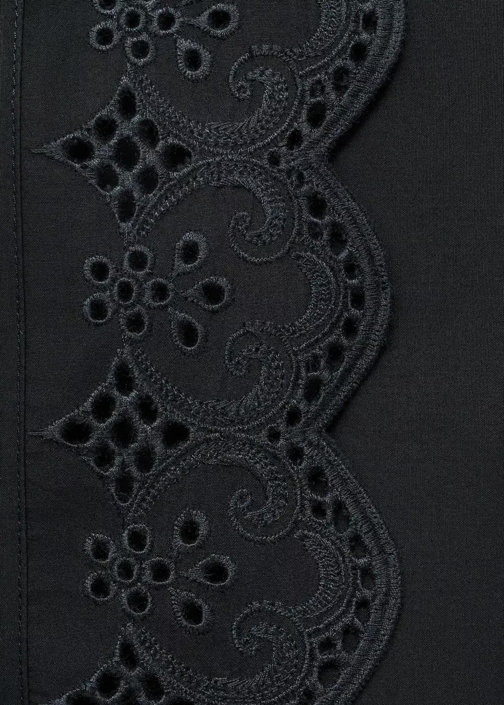 Black Embroidered Cotton Skirt, , large image number 5