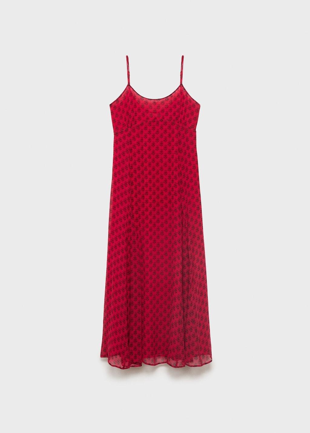 Red Floral-Print Chiffon Dress, , large image number 3